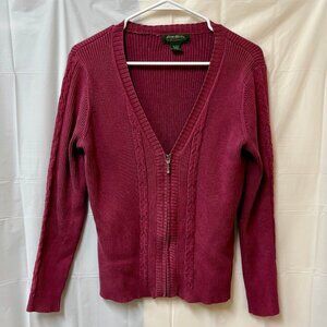 Eddie Bauer Eggplant Cardigan Full Zip Long Sleeve Y2K 90s Cozy Cotton Blend L
